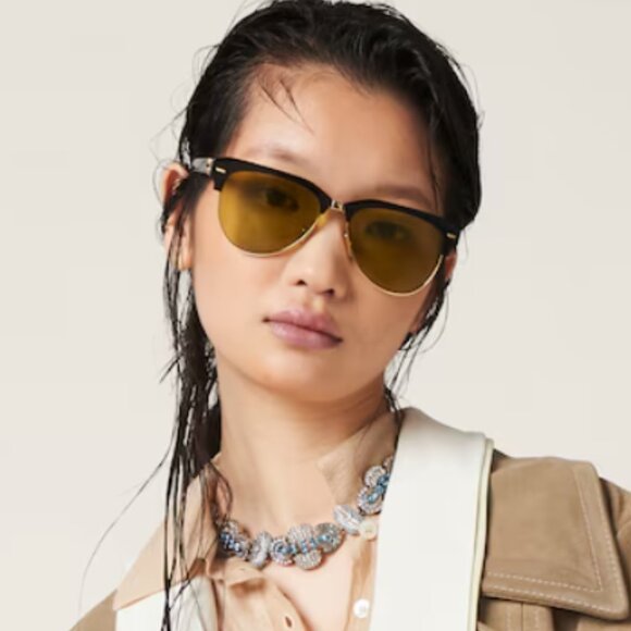 NEW MIU MIU MU 09ZS BLACK GREEN WOMEN SUNGLASSES MU09ZS 1AB07O - Picture 2 of 13